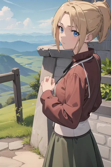 zenithgreyrat, <lyco:zenithgreyrat-lyco-nochekaiser:1>,
zenith greyrat, short hair, blonde hair, blue eyes, ponytail, ahoge,
BREAK skirt, shirt, thighhighs, long sleeves, ribbon, boots, black thighhighs, thigh boots, brown shirt,
BREAK outdoors, nature, forest, sky, sun, cloud,
BREAK looking at viewer, (cowboy shot:1.5),
BREAK <lyco:GoodHands-beta2:1>, (masterpiece:1.2), best quality, high resolution, unity 8k wallpaper, (illustration:0.8), (beautiful detailed eyes:1.6), extremely detailed face, perfect lighting, extremely detailed CG, (perfect hands, perfect anatomy),