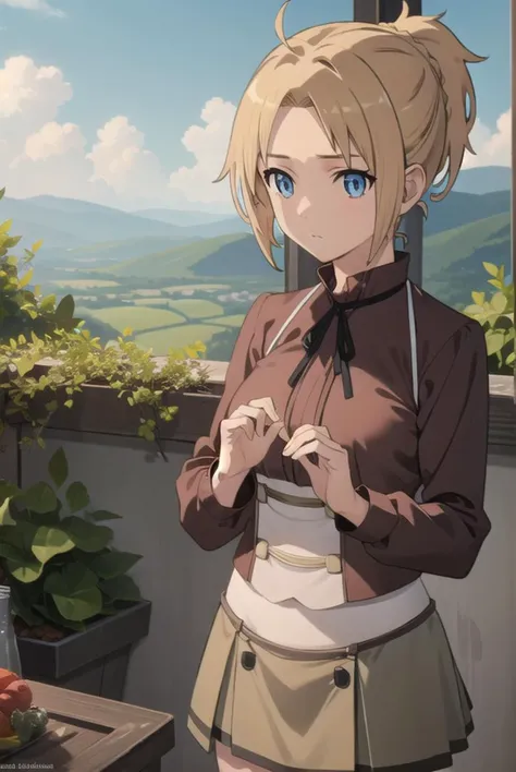 zenithgreyrat, <lyco:zenithgreyrat-lyco-nochekaiser:1>,
zenith greyrat, short hair, blonde hair, blue eyes, ponytail, ahoge,
BREAK skirt, shirt, thighhighs, long sleeves, ribbon, boots, black thighhighs, thigh boots, brown shirt,
BREAK outdoors, nature, forest, sky, sun, cloud,
BREAK looking at viewer, (cowboy shot:1.5),
BREAK <lyco:GoodHands-beta2:1>, (masterpiece:1.2), best quality, high resolution, unity 8k wallpaper, (illustration:0.8), (beautiful detailed eyes:1.6), extremely detailed face, perfect lighting, extremely detailed CG, (perfect hands, perfect anatomy),