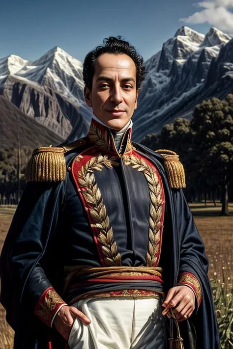<lora:simonbolivar-08:0.7> simonbolivar (best quality, masterpiece, ultra-detailed:1.2), 1boy ,solo,looking at viewer, smile, black hair <lora:more_details:1> ( sharp:1.2) ,(with a field passage and nature in the background:1.1)
