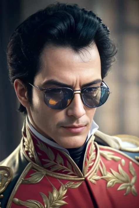 <lora:simonbolivar-08:0.6> simonbolivar (best quality, masterpiece, ultra-detailed:1.2), 1boy ,solo,looking at viewer, black hair <lora:more_details:0.5> ( sharp:1.2) ,(with a passage of plain and green nature in the background:1.1) , (with dark black aviator glasses:1.2) (black glasses:1.5)