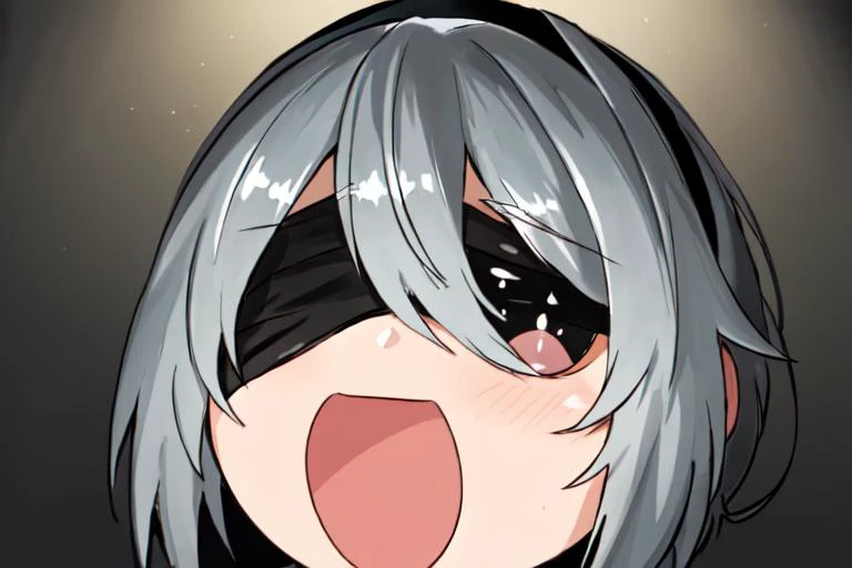 [1girl, sword maiden, goblin slayer!], (black blindfold), (opened big mouth, licking, Sticky tongue), nsfw, (close-up mouth), Highest quality, Super detailed, masterpiece, Ultra-high resolution, 8k, Embarrassing, blush, Lovely, (Open your mouth), Sticky saliva, (black blindfold)