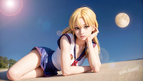 highly quality, (photorealistic:1.8), 2girlS, ((a RAW full body portrait of sailor moon)), ((sailor moon)),(full body), saluting, blonde hair, cute, perfect detailed blue eyes, (from below), ((small breast)),((puffy eyes)), __hair__, full body, hair color is __color__, japanese face, unreal_engine, photograph, realistic_skin_texture, photorealistic,(masterpiece:1.0), (best quality:1.4),