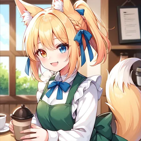 score_9,score_8_up,score_7_up,score_6_up,score_5_up,score_4_up,source_anime,rating_safe,one girl,grind the beans and brew the coffee like a barista,at old fashioned cafe counter,smiling,long sleeve maid clothings,close up,from the side,portrait,shallow depth of field,masterpiece,best quality,ultra-detailed,family friendly,heterochromia,aged up,fox ears,fox tail,cat ears,cat tail,dog ears,dog tail,bunny ears,bunny tail,animal ears,animal ear fluff,animal tail,braid,<lyco:hair ribbon braid_XL_V1.0:0.6>,ribbon,hair ribbon,