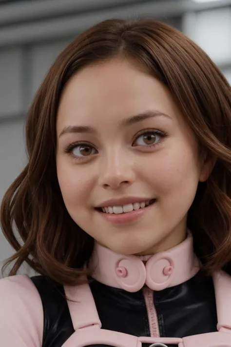 close-up selfie photo of (ochako:1.2), (1girl, solo, blush, blush stickers, black bodysuit, belt, superhero), cute smile, looking at camera, crystal clear, 8K UHD, highly detailed, glossy eyes, high detailed skin, skin pores, <lora:add_detail:0.5>, <lora:Ochako:0.7>