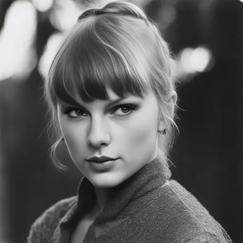 TaylorSwift, art by Ray Metzker, photograph, Nurturing Exquisite Berber Girl, wearing fall outfit, Mohawk hair, shallow depth of field, film grain, Canon eos 5d mark 4, 50mm, One Color, 8K, <lora:TaylorSwiftSDXL:1>