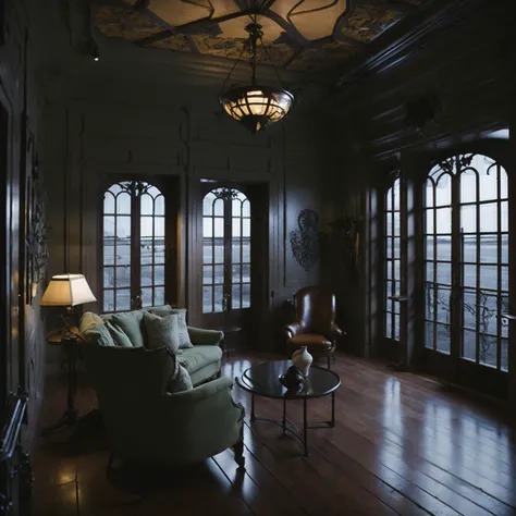 Art Nouveau in Badlands Dull atmosphere Shade lighting