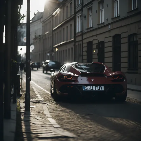 Sports car in Vilnius, Lithuania Spiritual atmosphere Backlighting