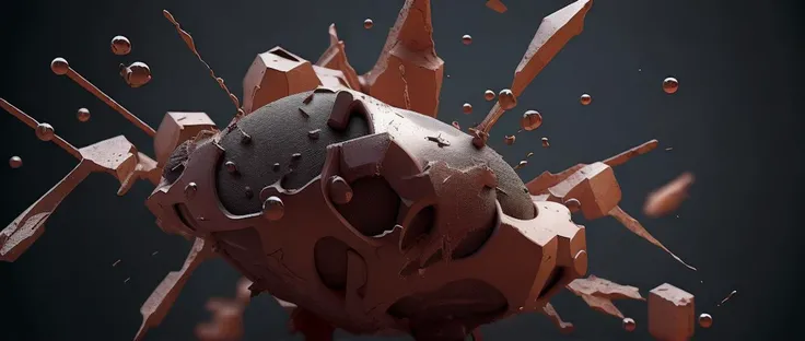 methyl-protein, dark blank background, particles, cracks, 3d render, Unreal Engine, by Chris Foss, CinemaHelper (HyperFluid:1.0)