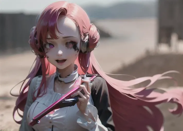 <lora:Code Geass - Euphemia li Britannia @ Euphemia li Britannia:0.85> ,euphemia li britannia, (holding gun, firing gun, shooting on people:1.5), smiling, open mouth, blood, (blood on face, blood on hands, blood on clothes:1.3), war background, in ruined city background, (explossion, fire, smoked:1.3), weapon, gun, ak-47, akm, kalashnikov_rifle, holding_gun, <lora:HK416-v2:0.6>,  <lora:empty_eyes:1.0>, masterpiece, best quality, highres, 4k, ultra-detailed, beautiful detailed face, beautiful detailed eyes