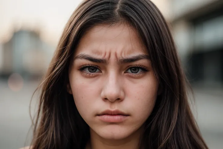 close up,photo of a 18 year old girl,angry,scowl,detail skin texture,detail skin pores,ray tracing,detail shadow,shot on Fujifilm X-T4,85mm f1.2,sharp focus,depth of field,blurry background,bokeh,lens flare,motion blur,<lora:add_detail:1>,