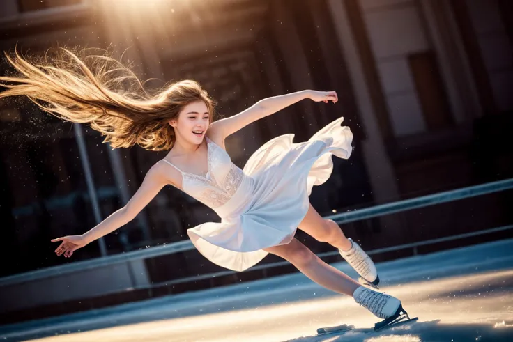 masterpiece,best quality,RAW,photo of a 18 year old girl,happy,laughing,ice skating,spinning,realistic skin texture,detail skin pores,bright hair,translucent hair,perfect face,perfect eyes,bright pupils,
(abstract:1.4),watercolor,colorful splash art,outdoor,windy,colorful fantasy world,translucency,ray tracing,detail shadow,sharp focus,depth of field,bokeh,motion blur,lens flare,shot on Canon EOS 5D,85mm f1.2,in the style of Martin Schoeller,hyper realistic, photorealistic,hires,<lora:add_detail:1>,