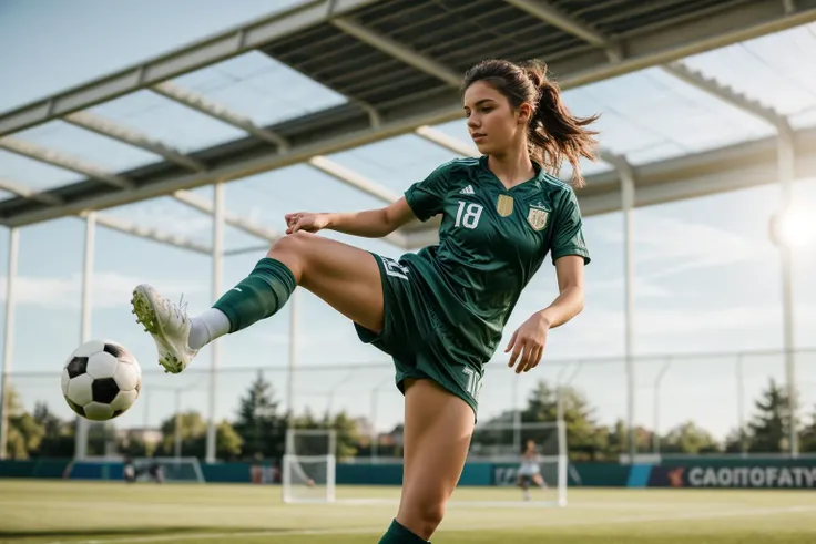 full body,photo of a 18 year old girl,kicking a soccer,happy,ray tracing,detail shadow,shot on Fujifilm X-T4,85mm f1.2,sharp focus,depth of field,blurry background,bokeh,motion blur,motion lines,<lora:add_detail:1>,