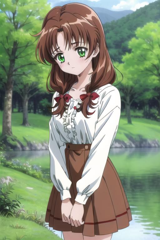 A close up of a girl in a dress standing near a body of water - SeaArt AI