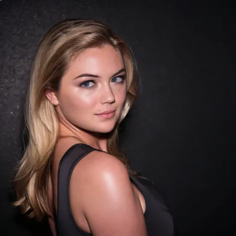 cinematic film still <lora:KateUpton_SDXL_v1.0:1>
upper body studio photography, stark side lighting, low key, highlighting ohwx woman's bright eyes and perfect supermodel contours, long sleek blonde hair, alert profile against dark black backdrop, bright unilateral, 1/60, f/1.4, ISO 50, leotard, by Terry Richardson . shallow depth of field, vignette, highly detailed, high budget, bokeh, cinemascope, moody, epic, gorgeous, film grain, grainy