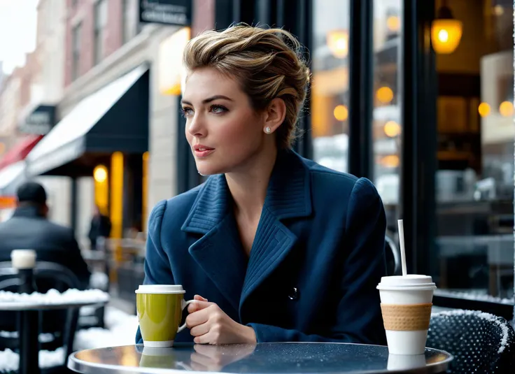 cinematic film still <lora:KateUpton_SDXL_v1.0:1>
(masterpiece, best quality, high quality, highres, ultra-detailed),
face focus, detailed features of An Emmy nominee winning for Best Cinematography movie scene ohwx woman modern hairstyle
sitting at her favorite NYC cafe, having a morning coffee, brilliant lighting, volumetric shadows, volumetric effects, snowing, snow covering the ground, blizzard,
Kodak Motion Picture Film Style, with celebrity charm, elegant designer outfit, captivating, realism, perfect rule of thirds composition shot on a Sony A7S III Full Frame Sensor 4K 120p 25mm lens ISO 1000 greatest cinematic infrared photograph of an American Kodak Motion Picture Film Style, subsurface scattering, raytracing, reflections, refractions, caustics, . shallow depth of field, vignette, highly detailed, high budget, bokeh, cinemascope, moody, epic, gorgeous, film grain, grainy