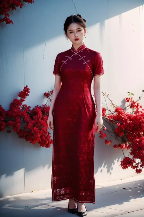 realistic,absurdres,highres,best quality,HDR,UHD,8K,masterpiece,Highly detailed,extreme detail description,Professional,Vivid Colors,1girl,full body,<lora:æ-è¢_V1.0:0.8>,qipao,