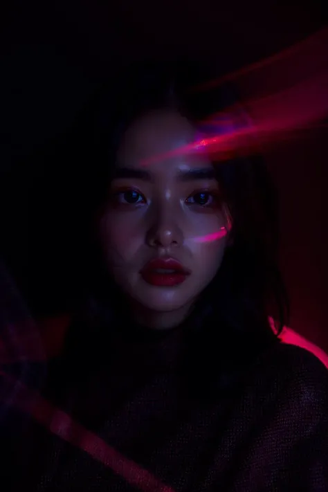 girl with a scarf around her neck, (masterpiece), (detailed), (intricate details), (realistic:1.4), shimmering holographic portrait of a girl with a mesmerizing glow, (realistic skin texture:1.2), cat eyeliner, blush, (upper body), spiked collar, pastel colors, film grain, cinematic lighting, cinematic still, (cinematic look:1.4), film, dof,  ((canon m50)), ((award winning)), particles of light, (light spread), colorful light<lora:k-seutahl-01:0.75> 90s flash photo, light leak, analog photo, lomography<lora:90sflash_v3:0.6> <lora:add_detail:0.5>