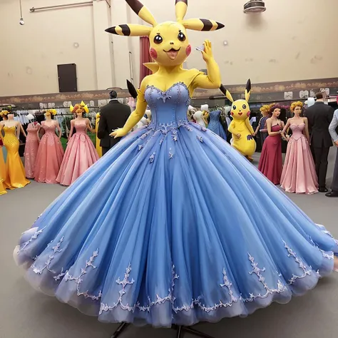 <lora:Ball_gowns:1> ball gown, Pikachu