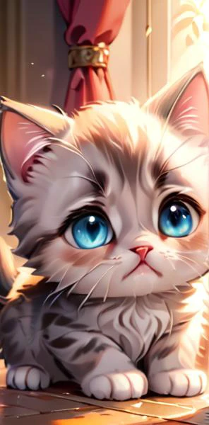 very sad kitten, cute, teary eyes, crying, (masterpiece), best quality, highres, 4k, 8k, amazing quality, amazing shading, soft lighting, intricate detail, extremely detailed, pastel colors,