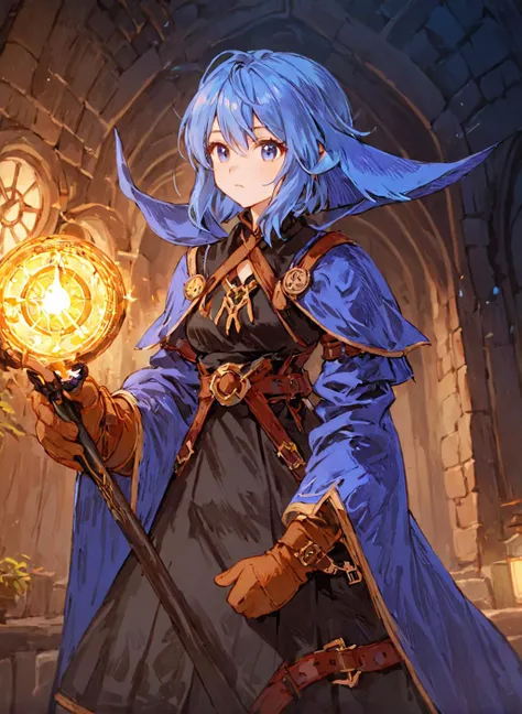 <lora:Final_Fantasy_Tactics_XLv2:1> a female, (masterpiece), best quality, highres, 4k, 8k, intricate detail, cinematic lighting, amazing quality, amazing shading, soft lighting, Detailed Illustration, official artwork, anime style, wallpaper, official art, halfling, time mage
