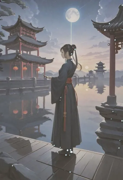 Hazy Skylines, The Other Side, A Growing Colony, When the Night Falls, A New Dawn, DUNGEONS, The Long Dark, Effervescence, PhaseShift, DIVINE REFLECTION, erhu and guzheng, harmonious blend, Monks Never Die, Imperial Walls, Teach me Wushu, 1girl, beautiful woman