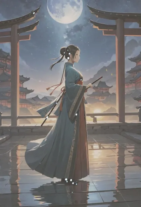 Hazy Skylines, The Other Side, A Growing Colony, When the Night Falls, A New Dawn, DUNGEONS, The Long Dark, Effervescence, PhaseShift, DIVINE REFLECTION, erhu and guzheng, harmonious blend, Monks Never Die, Imperial Walls, Teach me Wushu, 1girl, beautiful woman