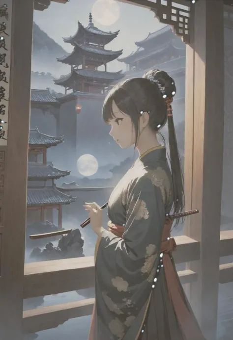 Hazy Skylines, The Other Side, A Growing Colony, When the Night Falls, A New Dawn, DUNGEONS, The Long Dark, Effervescence, PhaseShift, DIVINE REFLECTION, erhu and guzheng, harmonious blend, Monks Never Die, Imperial Walls, Teach me Wushu, close up, 1girl, beautiful woman
