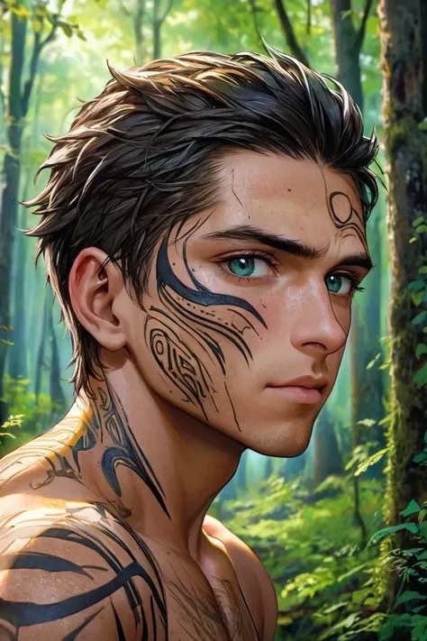 a male warrior,
colorful background, exploring temble ruins in the forest, high definition photo, ultra detailed skin, ultra detailed face, small skin imperfections