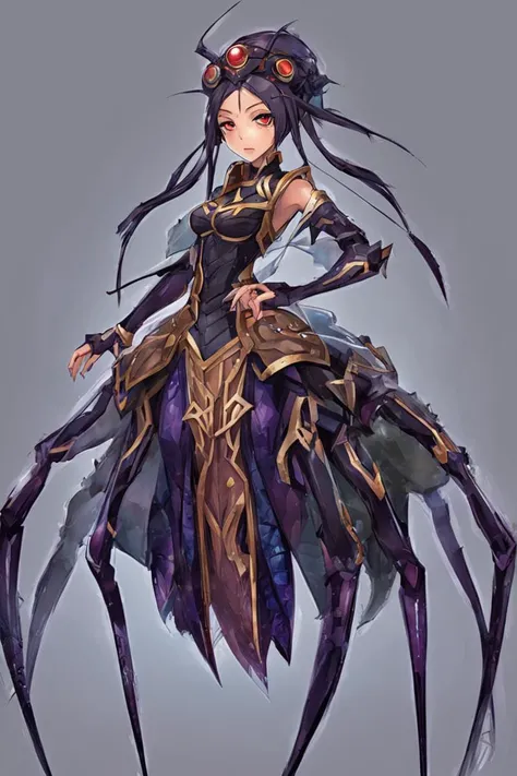 <lora:Arachnes XL:0.8> arachne, anime style, full body, high definition photo, ultra detailed skin, ultra detailed face, small skin imperfections