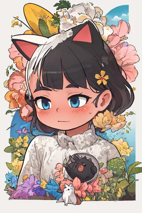 panda ears, panda tail, furry, beastman , Tibetan Temple, 1girl, child . small beasdt , skindantation, vermilion flower pattern long_chinese_cloth , score_9, score_8, score_7_up, , looking to the side, fullbody, Bottom Light