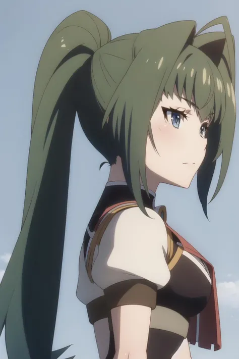 akari, 1girl, solo, ponytail
