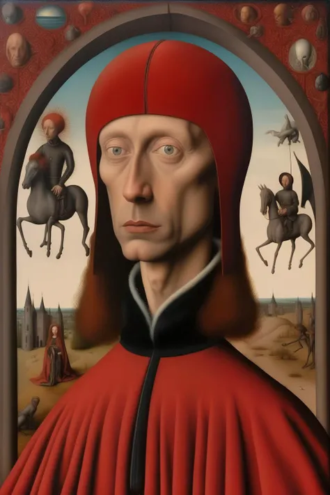 <lora:Jan van Eyck Style:1>Jan van Eyck Style - surrealism in the style of hans memling,, in tthe style of joan fouquet