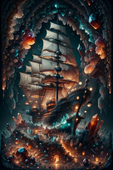 <lora:sunburst-geode-style-darquelilly-v1:1> sunburstgeode, ship