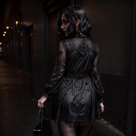 1girl, reaching hand back, walking forward, goth girl, black lipstick, black makeup, black dress, <lora:add_detail:0.6>, very detailed, flirty, mysterious, <lora:more_details:0.6>, <lora:JuggerCineXL2:0.6>, <lora:NsfwPovAllInOneLoraSdxl:0.5> <lora:epiCRealismHelper:0.5> <lora:nudify:0.5> <lora:sinfully_stylish_SDKL:0.5>