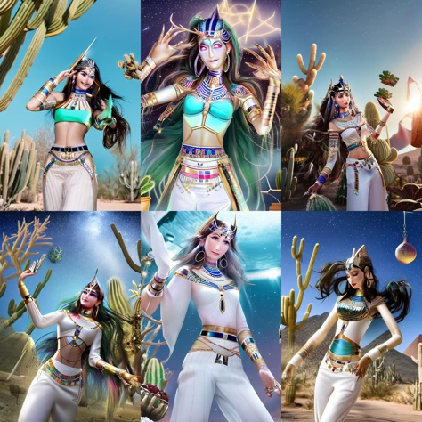 (otherworldly, otherworldly atmosphere, otherworldly appearance), highly insanely detailed, masterpiece, top quality, best quality, highres, 4k, 8k, RAW photo, collar, earrings, jewelry, necklace, armlet,
(long_hair, long hair, random colors cloth, random colors hair, random long hair, dynamic hair, glowing hair, hair over one eye),
(eyelashes, eyeliner, eyeshadow, eyelashes),
pink lipstick,
natural makeup,
((ancient egyptian theme:1.2)), golden ornaments,
1girl, (portrait:0.4), nsfw,
((desert, Mexico, cacti, underwater)),
a grove of mechanical trees swaying to the rhythm of coded breezes, (tranquil:0.6), (serene:0.5),
long messy hair,
1girl, (from below),
<lora:stargazer:1>, (stargazer, long hair, twintails), ( arabian clothes, white pants), (night, starry sky, desert), (standing, evil smile, arms up), (floating object, card),
(moss vines), (fantasy world)