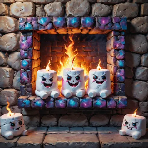 <lora:Magical_Painting:0.8> magical painting of angry marshmallows, hanging over a lit fireplace, 8k