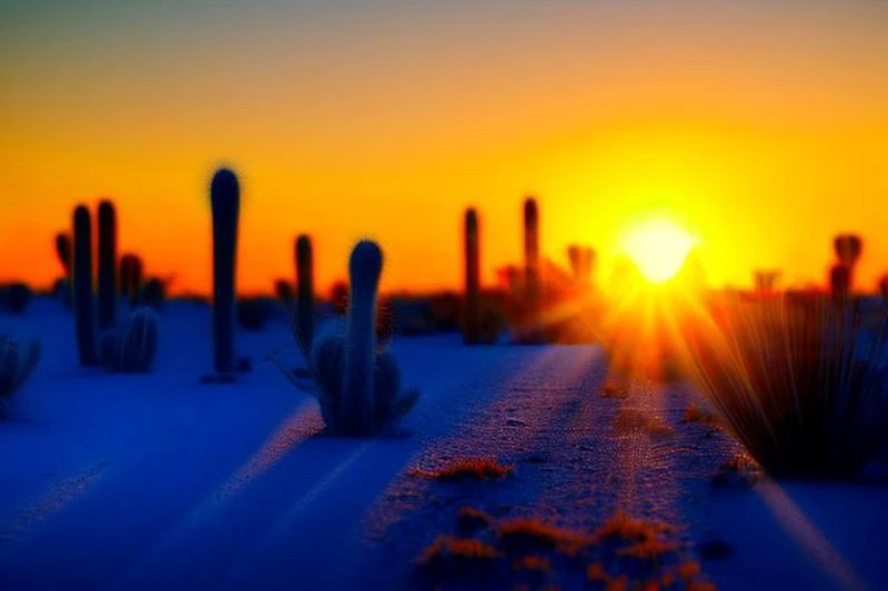 countryside, desert wasteland, orange light, blue light, tumble weed, cactus, sunset, plants