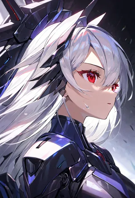 (masterpiece, best quality, ultra detailed, ultra hires, 8k, detailed face):1.2,texture rich, HDR, 
1girl, solo, zdyna_pose, 
close up, 
red eyes, white hair, 
dark blue mecha armor, 
 Permanently Shadowed Regions, metallic armor parts, latex like inner suit, 
<lora:sd_xl_offset_example-lora_1.0:0.5>, <lora:mecha-000009 (1):0.6>, <lora:!action-sdxl-V0.5:1>,