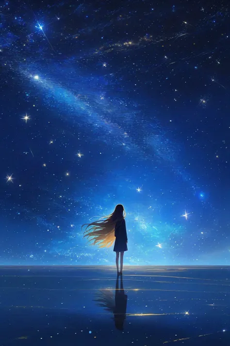 (masterpiece, best quality, highres, anime, pixiv), (1girl, long hair, looking at viewer, floating), (galaxy, starry), (abstract, abstract background, detailed, 8k),