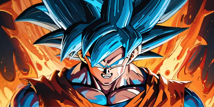 realistic, 3d render, horns, wings, flames, fire, blue theme, cyber-ghost (goku, dragonball, dbz:1.3) concept art, demon, carnage, venom, hell background, aatrox, ultron, transparent humanoid hologram like, wearing a cyberpunk battle suit, by alex ross and Simon Bisley and Gerald Brom
