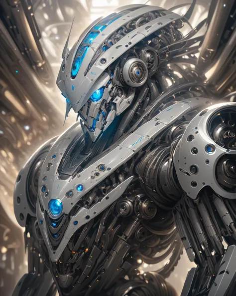 full_body, 1man, mecha, glowing blue eyes, cute, biomechanical, complex robot, interior spaceship background in bokeh, hyper realistic, hyper detailed, intricate, insane fine details, crisp focus <lora:compb0t:0.8>