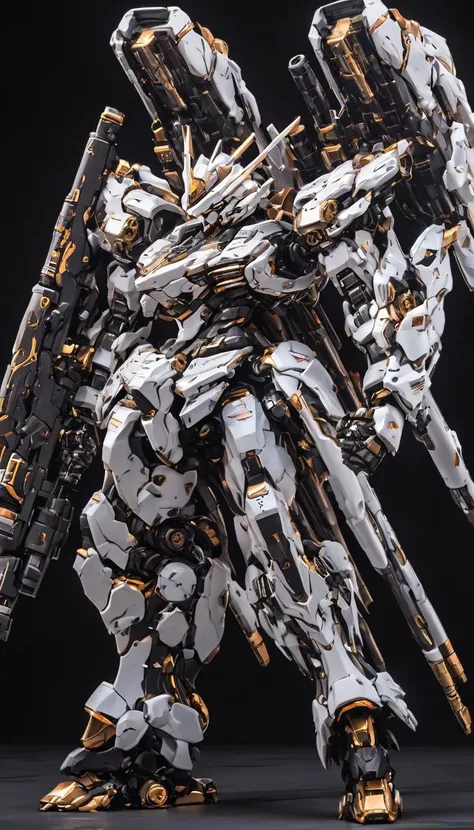 (RRS:1.2), best quality, masterpiece, ultra-detailed, mecha robot, (ultra-detailed mecha armor), full armor, (large size robot:1.5), glowing eyes, (full body:1.2), (mechanical parts:1), (robot joints:1), (military parts:1.5), (heroic parts:0.1), cable, (battle-ready:1.2),(powerful stance:1.3),(Detailed eye description:1.2),(huge mechanical weapon:1.2), (detailed weapon description:1.2), (holding weapon and weapon :1.5)<lora:srdxl_v1_5g:0.8>