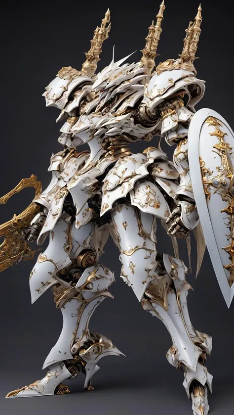 (FRS:0.8), mecha robot, mecha armor, full armor, (large size robot:1.5), castle, (full body:1.2), clenched hand, mechanical parts, robot joints, (huge shield:1.2),best quality, masterpiece, highly detailed, ultra-detailed,(battle-ready:1.2),(powerful stance:1.3),(Detailed eye description:1.2),(huge mechanical weapon:1.3),(detailed armor description:1.2),(detailed shield description:1.2), (detailed weapon description:1.2),(huge mechanical gun:1.2), (holding sword and weapon :1.3)<lora:srdxl_v1_5g:0.8>