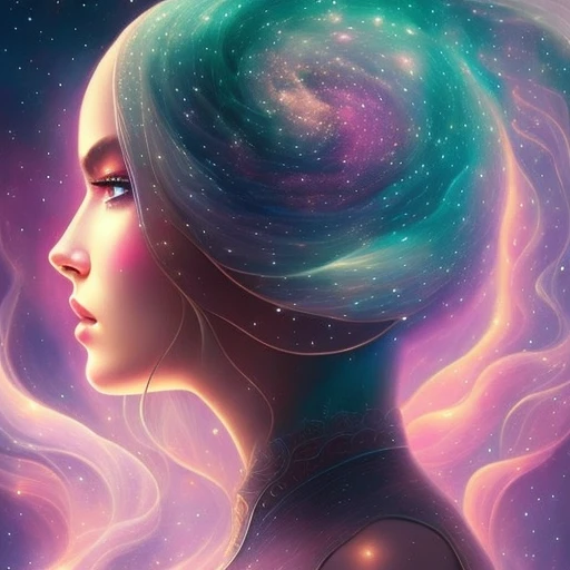 You are the universe experiencing itself., universe fulfilling the body, fantasy, renaissance aesthetic, star trek aesthetic, pastel colors aesthetic, intricate fashion clothing, highly detailed, surrealistic, digital painting, concept art, sharp focus, illustration