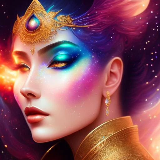 Syrdrin style, You are the universe experiencing itself., universe fulfilling the body, fantasy, renaissance aesthetic, star trek aesthetic, pastel colors aesthetic, intricate fashion clothing, highly detailed, surrealistic, digital painting, concept art, sharp focus, illustration