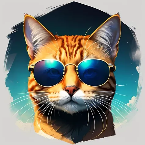 (masterpiece, top quality, best quality, official art, Cat wearing sunglasses, epic, cinematic, ,T shirt design,TshirtDesignAF, <lora:TShirtDesignRedmond1-5V-LiberteRedmond-TShirtDesignAF:1>
