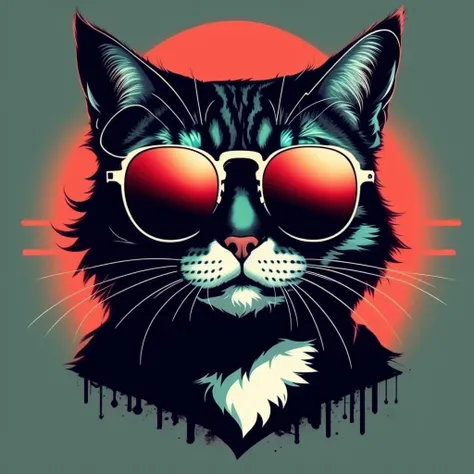 Cat wearing sunglasses, epic, cinematic, 
 ,T shirt design,TshirtDesignAF,
,<lora:TshirtDesign15PasWithTE:1>