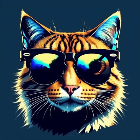 Cat wearing sunglasses, epic, cinematic, 
 ,T shirt design,TshirtDesignAF,
,<lora:TshirtDesign15PasWithTE:1>