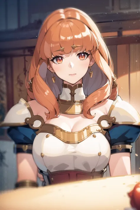 ((ultra detailed)), ((illustration)), beautiful, amazing, (((masterpiece))), 1girl, celica fire emblem, armor, breastplate,  <lora:celicaV1-000010:1>