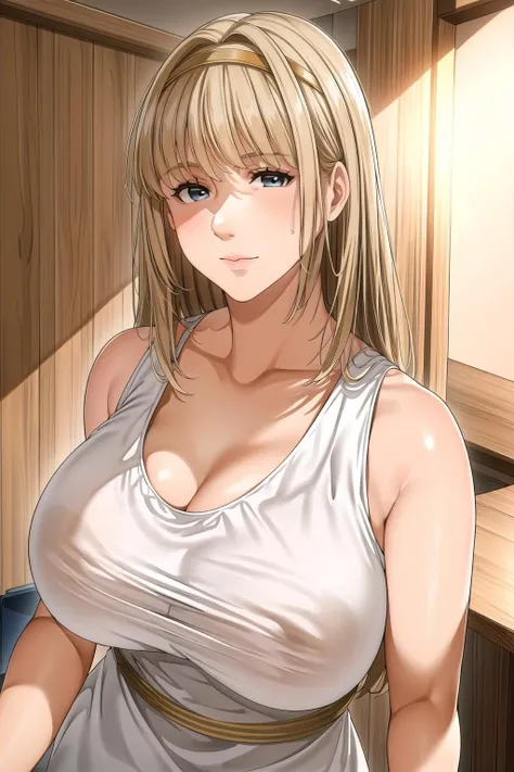 Simple White Background,
white shirt,collarbone, cleavage, bare shoulders,
<lora:Ymir_Fritz_AOT-KK77-V1:0.5>, armbands,
blue eyes, blonde hair,bangs,Long_hair,hairband,
<lora:sakuranotomoru_KKStyle-KK77-V1:0.7>,<lora:more_details:0.3>,
1 girl, 20yo,Young female,Beautiful Finger,Beautiful long legs,Beautiful body,
Beautiful Nose,Beautiful character design, perfect eyes, perfect face,expressive eyes,perfect balance,
looking at viewer,(Focus on her face),closed mouth, (innocent_big_eyes:1.0),(Light_Smile:0.3),
official art,extremely detailed CG unity 8k wallpaper, perfect lighting,Colorful, Bright_Front_face_Lighting,White skin,
(masterpiece:1.0),(best_quality:1.0), ultra high res,4K,ultra-detailed,
photography, 8K, HDR, highres, absurdres:1.2, Kodak portra 400, film grain, blurry background, bokeh:1.2, lens flare, (vibrant_color:1.2),professional photograph,
(Beautiful,large_Breasts:1.4), (beautiful_face:1.5),(narrow_waist),